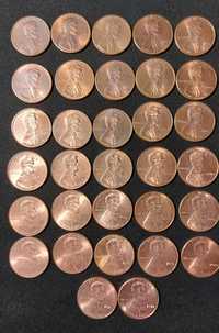 Монеты США 1 цент (пенни), погодовка 32 штуки, лот 1