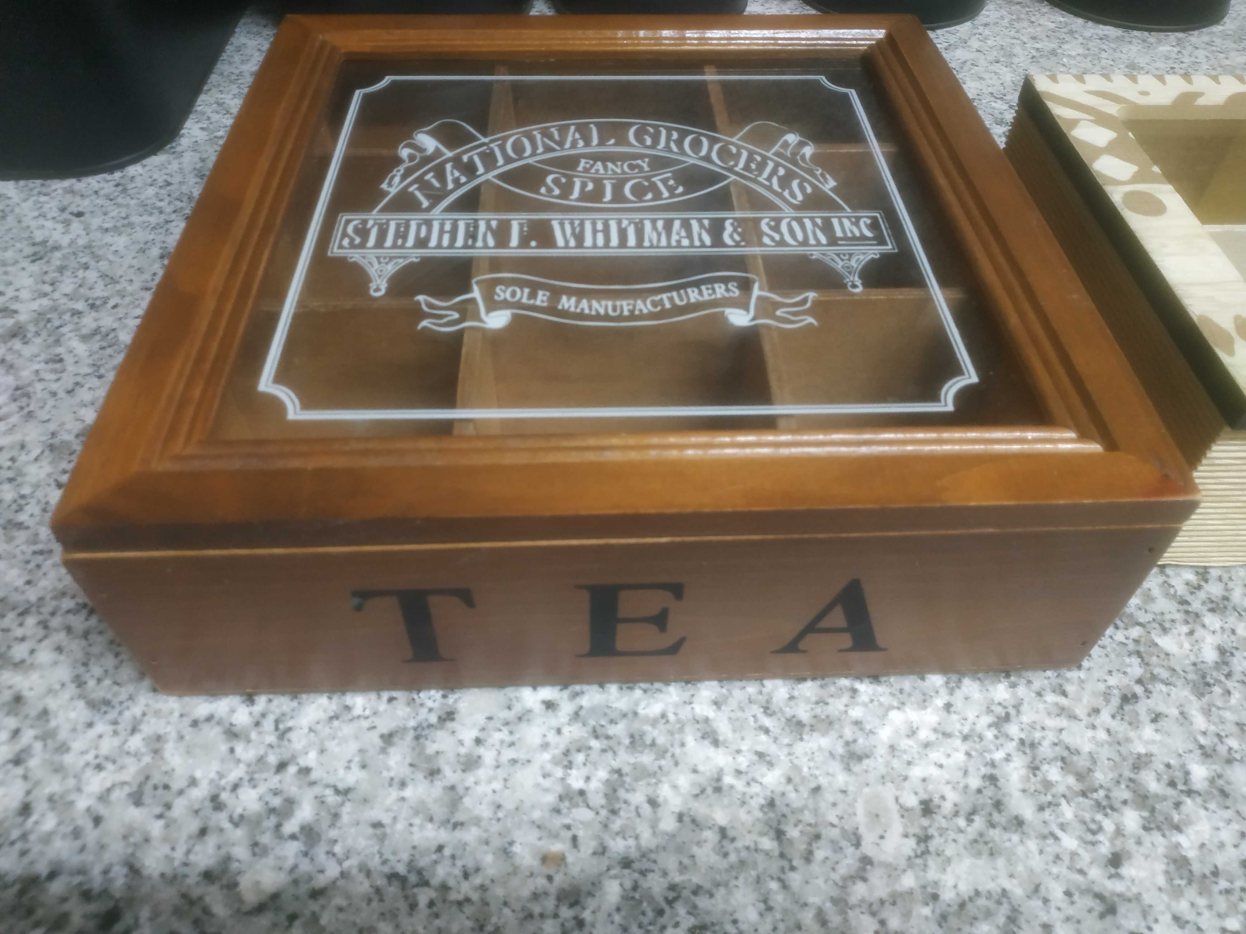2 caixas de madeira para saquetas de chá com OFERTA