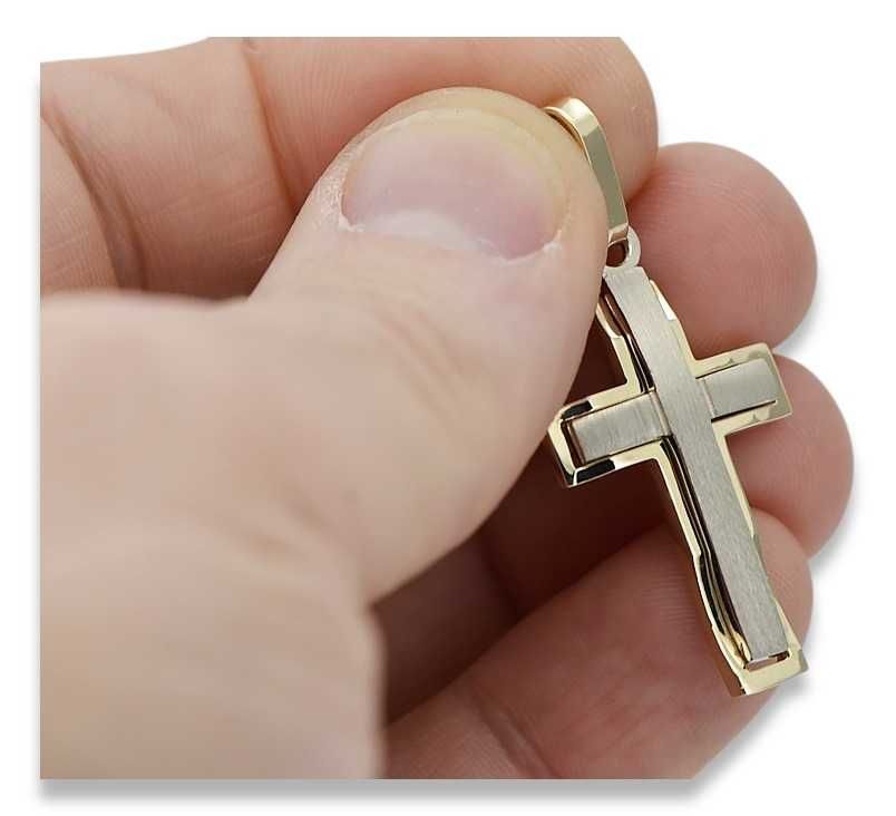 Złoty krzyż Katolicki zawieszka Jezus 14k 585 ctc095yw W