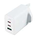 Acefast ładowarka GaN 65W 3 porty (1xUSB, 2xUSB C PD) wtyczka UK biała
