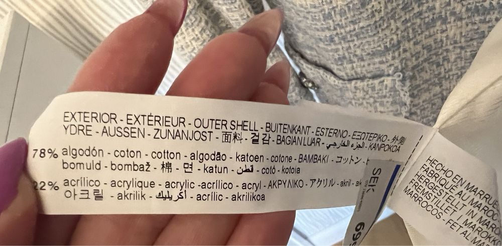 Marynarka damska tweedowa niebieska-biała Zara rozmiar XS