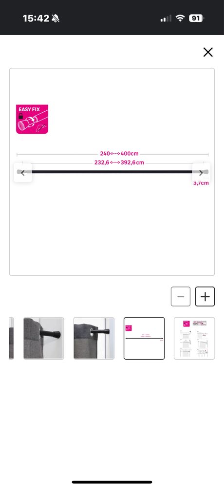 Karnisz regulowany rozporowy 160cm do 400cm 3m 2m 4m jak nowy