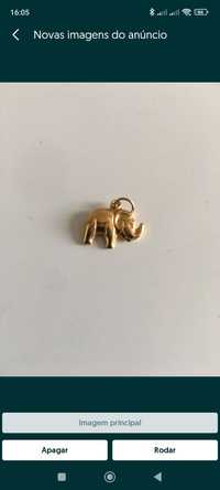 Pendente 19k Ouro Elefante charms Berloque ouro português