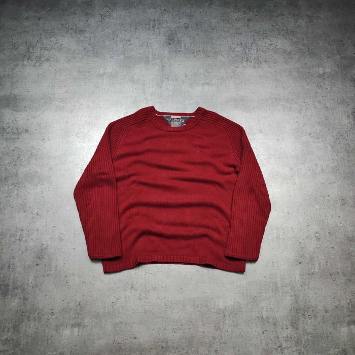 MĘSKI Elegancki PREMIUM Bordowy Sweter Casual Tommy Hilfiger Denim TH