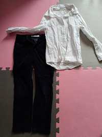 Komplet dla chłopca biała koszula h&m, granatowe spodnie smyk r. 122