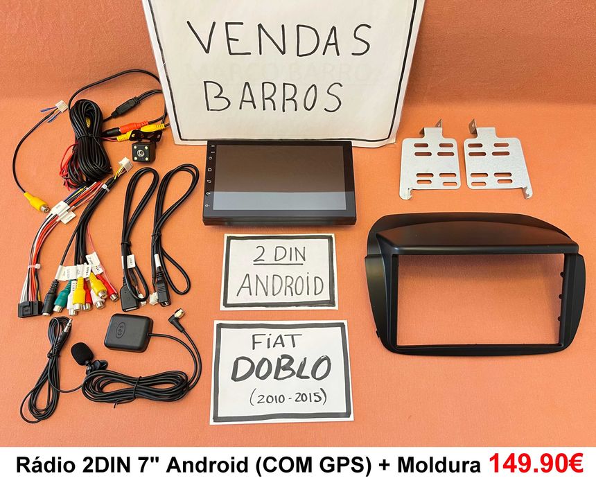 (NOVO) Rádio 2DIN • FIAT Doblo (2010 a 2022) • Android GPS [4+32GB]