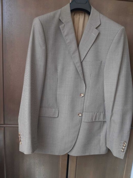 Blazer/Casaco padrão pied de poule em tom castanho