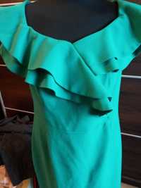 Sukienka zielona damska 42 reserved falbany