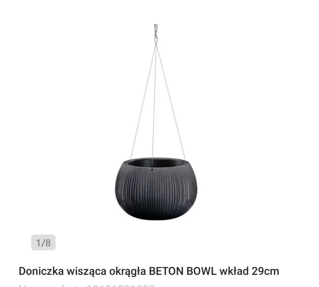 2 szt. Doniczki beton bowl wiszące wkład 29 cm