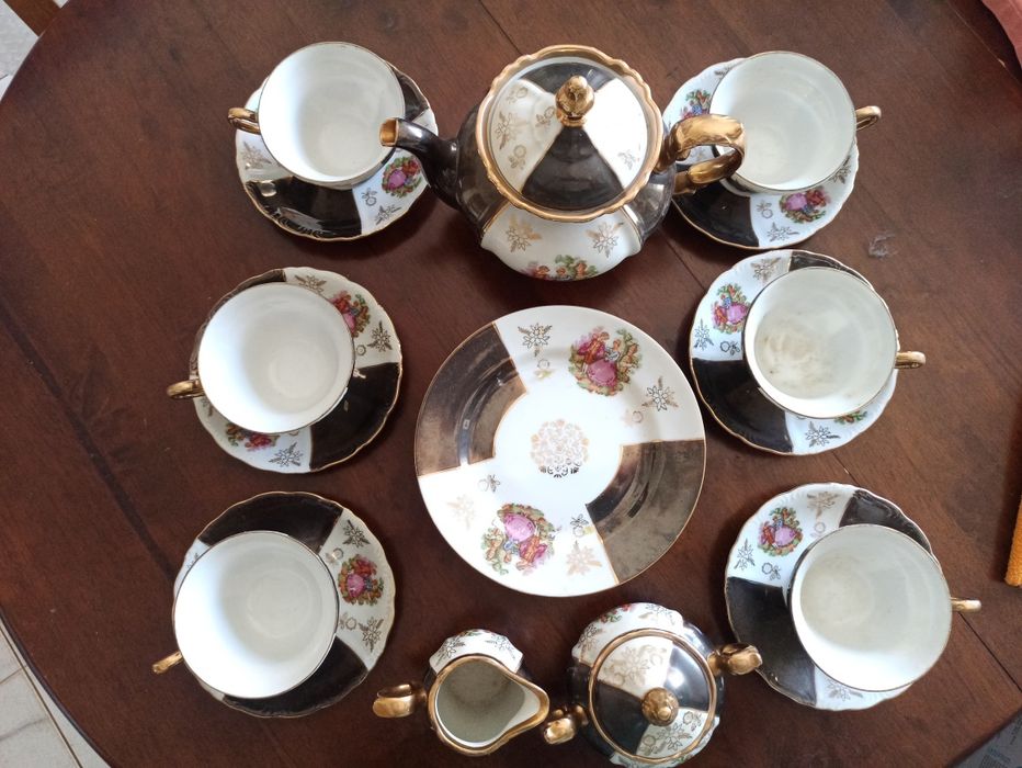 Serviço de chá chinês para 6 pessoas em porcelana Lucky China - meados