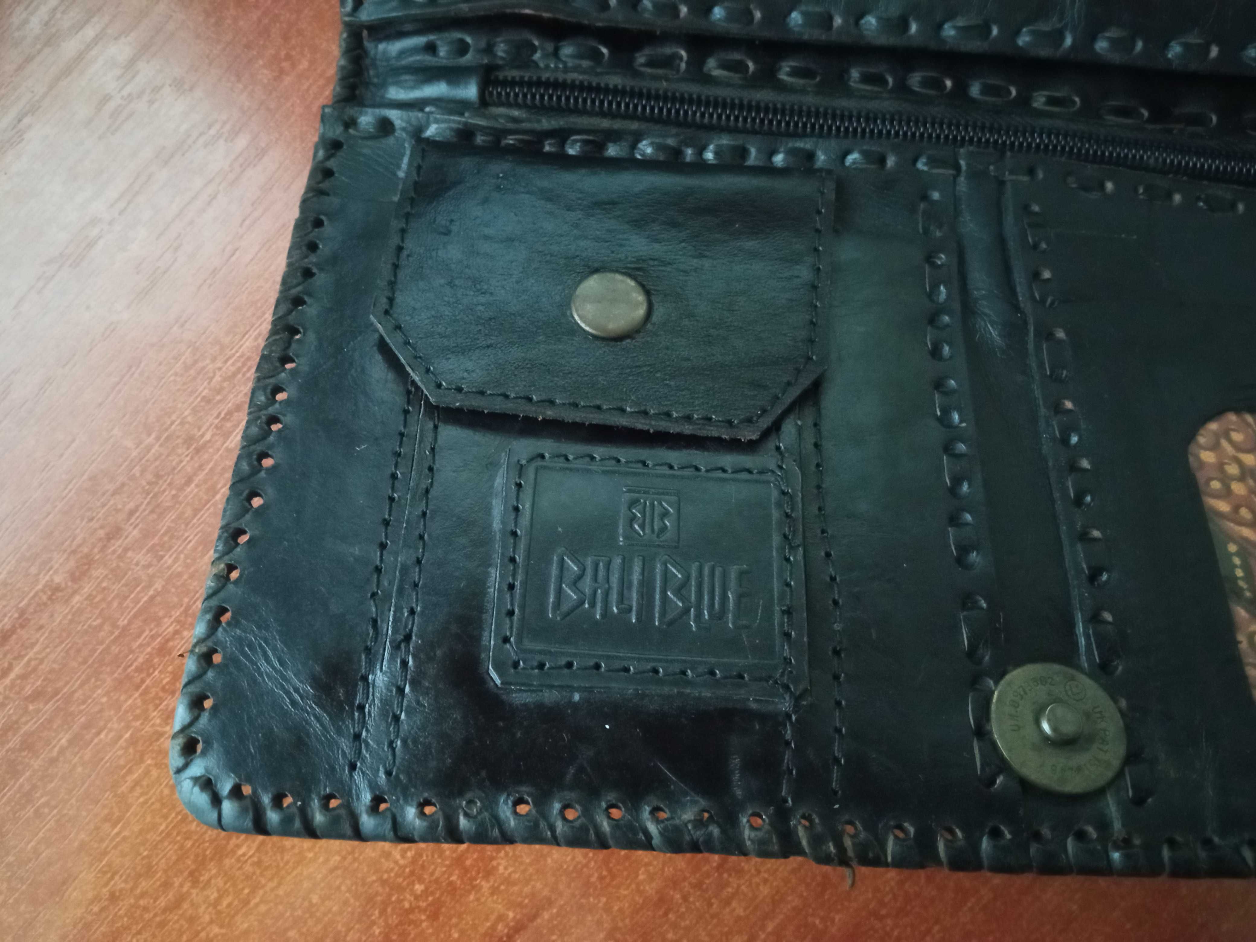 Винтажный кошелек- портмоне "BALI BLUE"(кожа)