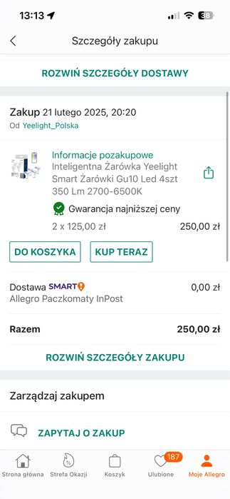 Xiaomi Yeelight smart GU10 x 8szt - 50% ceny OKAZJA!