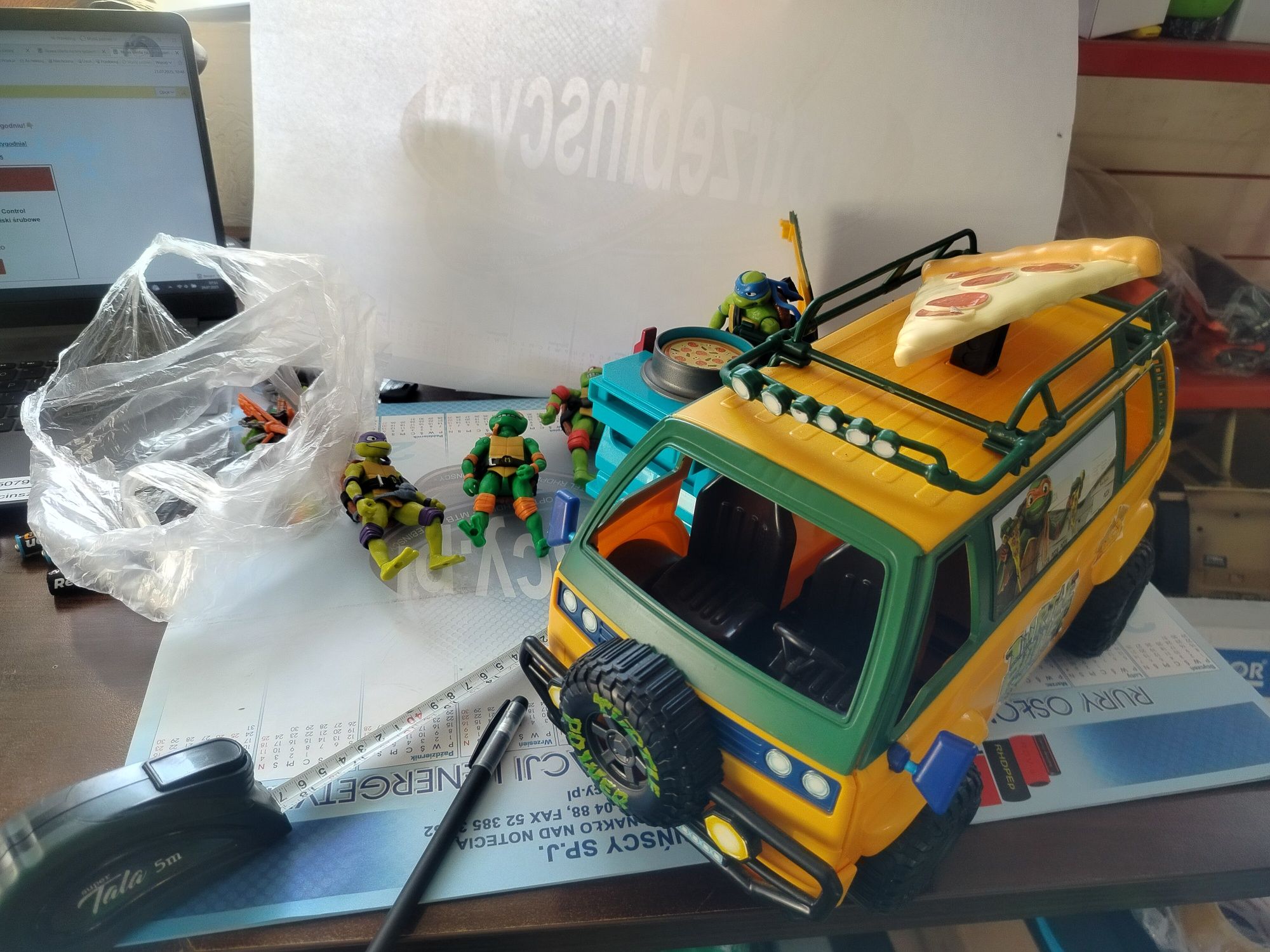 Wojownicze Żółwie ninja Van, bus, auto pizzafire