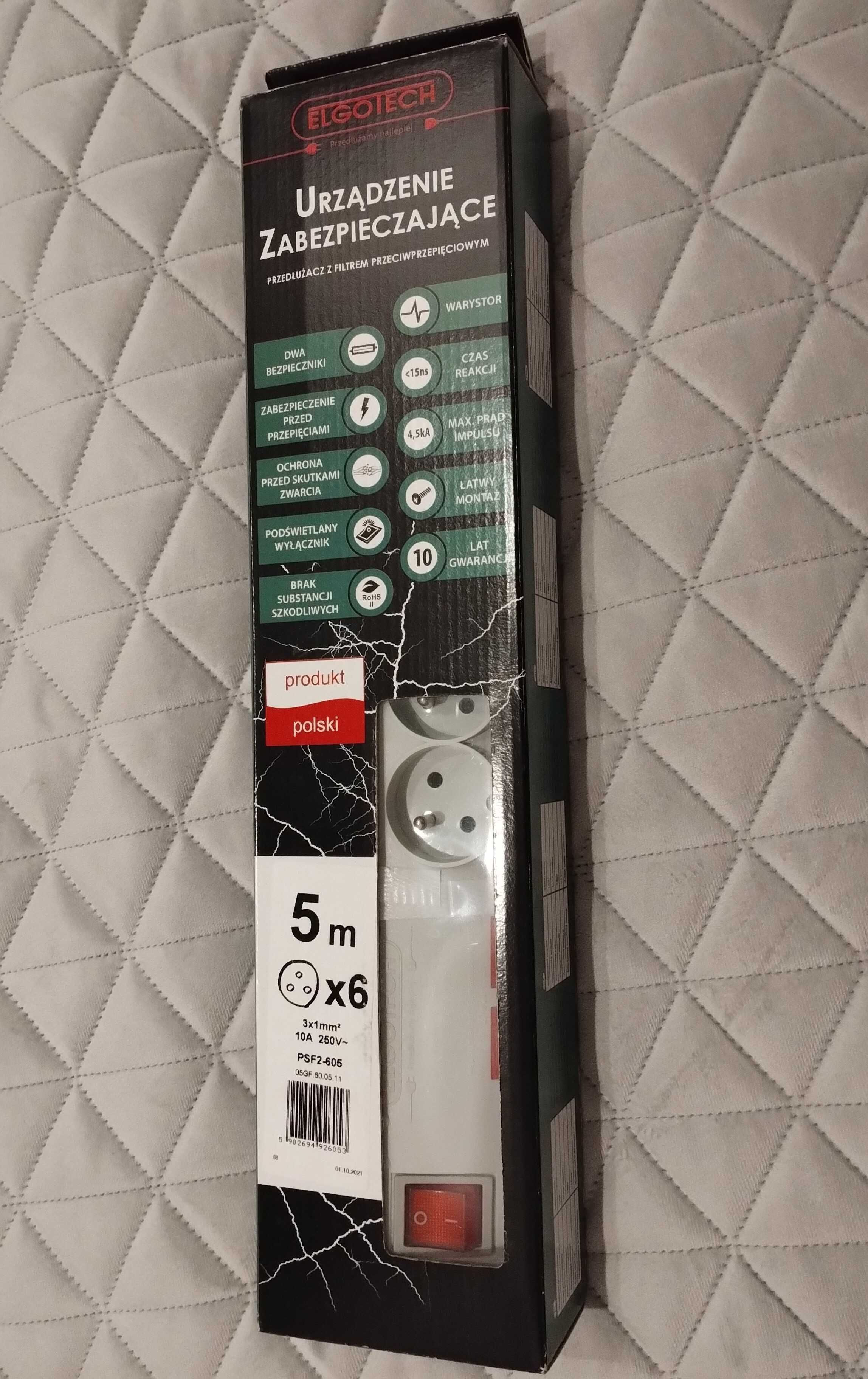 Przedłużacz listwa przeciwprzepięciowa 6-gn 5m ELGOTECH PSF2-605