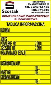 Tablica informacyjna tablica budowlana na budowę