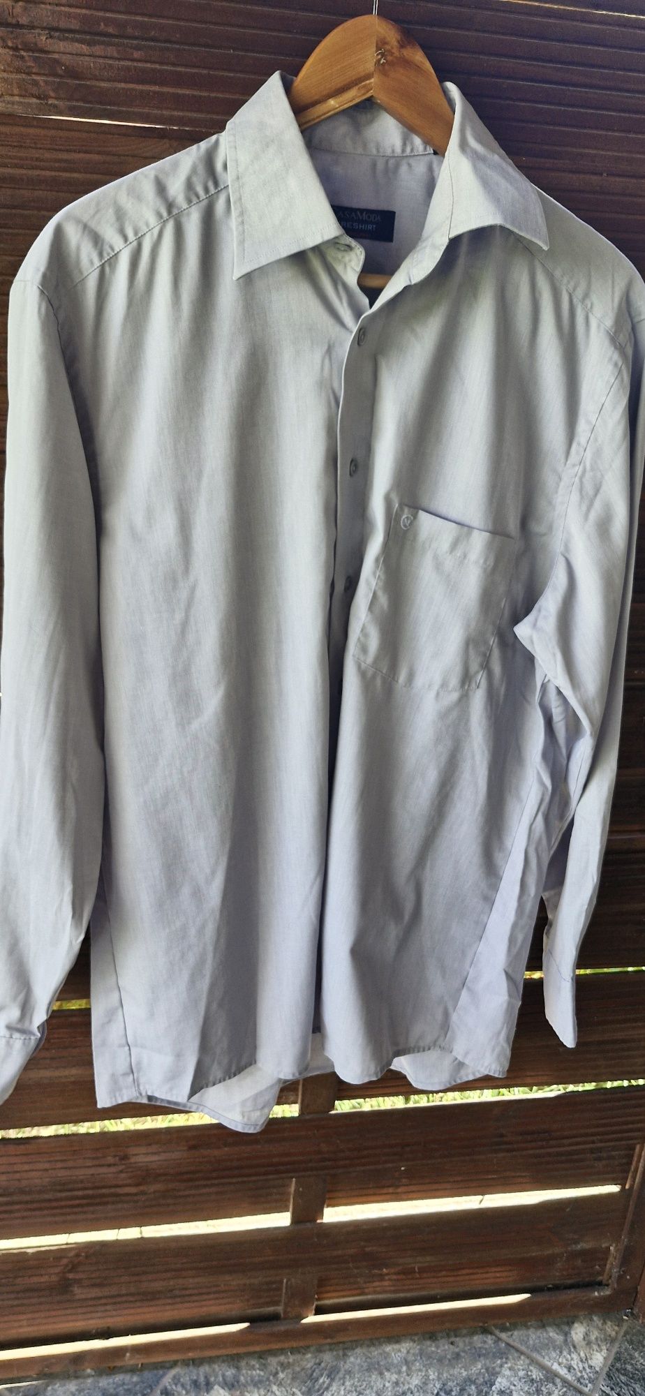 Koszula męska gładka szara L XL
