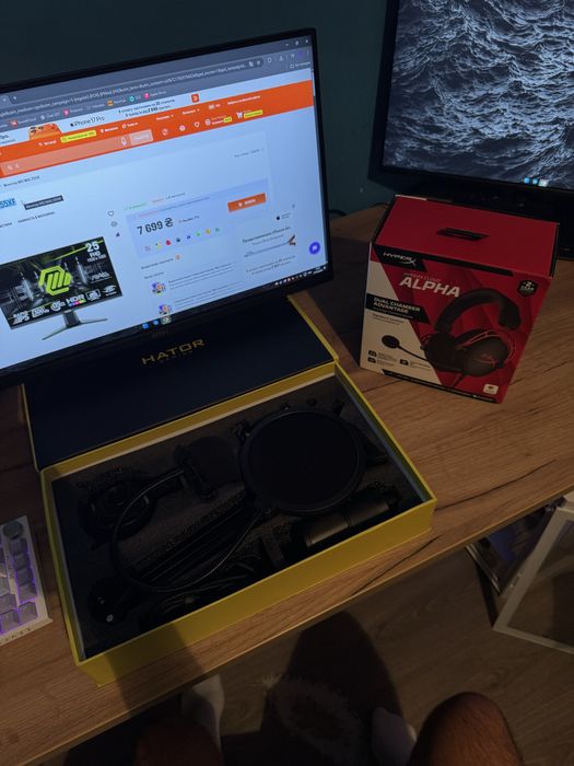 Наушники HyperX Cloud Alpha + Микрофон Hator Signify RGB PRO
