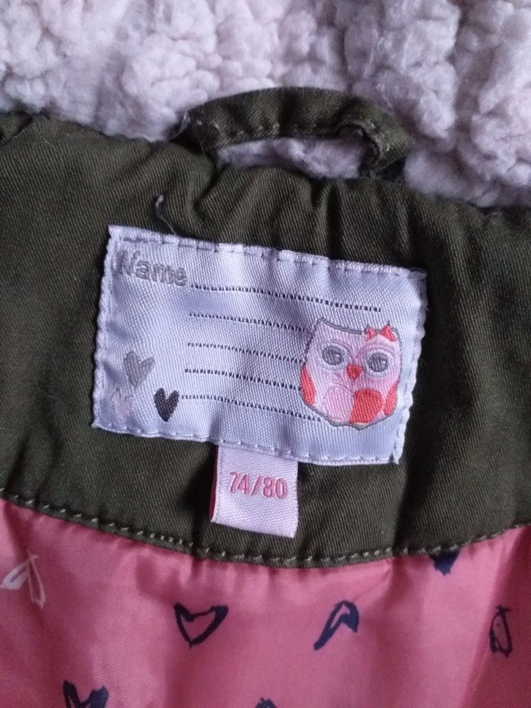 Kurtka Parka khaki 86 dziewczynka