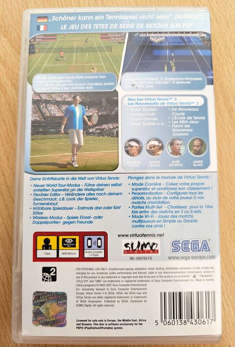 Jogo Virtua tennis 3, para PSP