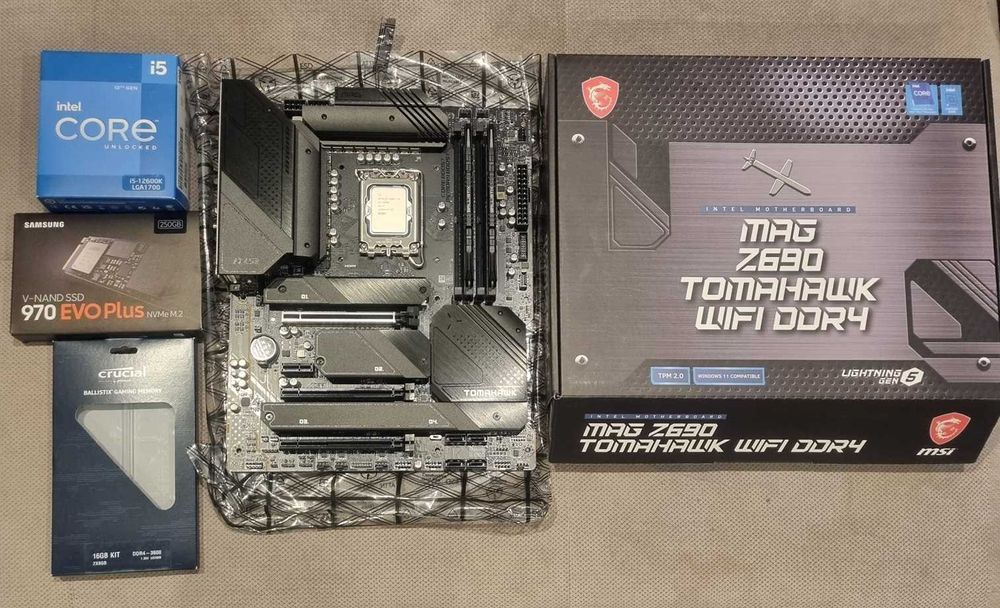 procesor płyta ramy dysk 12600k MSI z690 TOMAHAWK WIFI 16GB DDR4