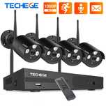 KIT 4 Cameras Video Vigilância Wireless Sem fios 1080P NVR IP APP