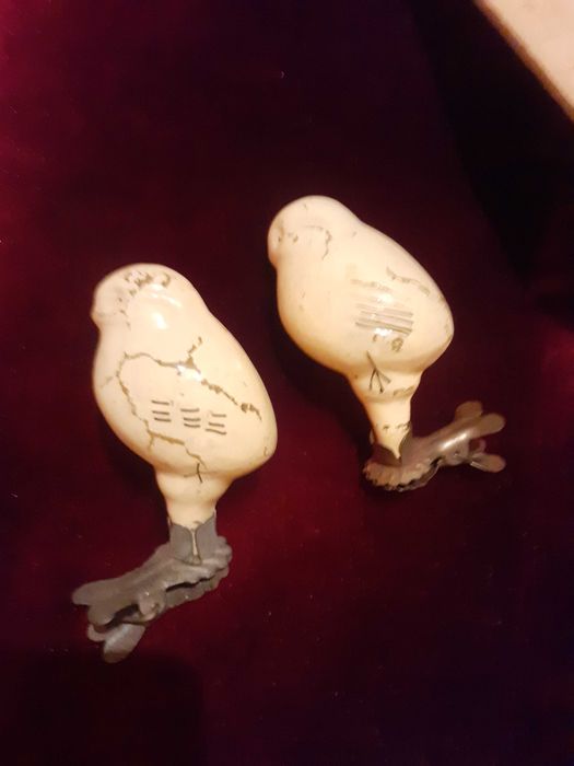 Елочные игрушки старинные на прищепках Сова, Цыплыта, грибы, СССР