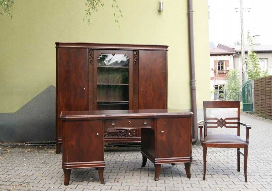 Okazały Gabinet _ Biblioteka + Biurko + Fotel _ po renowacji _ antyki
