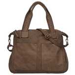 VERA PELLE torebka skórzana shopper vintage pleciona V652 taupe