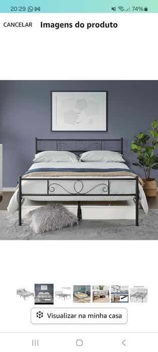 Cama de Casal Moderna em Ferro + Colchão Vesteröy (140x190cm)