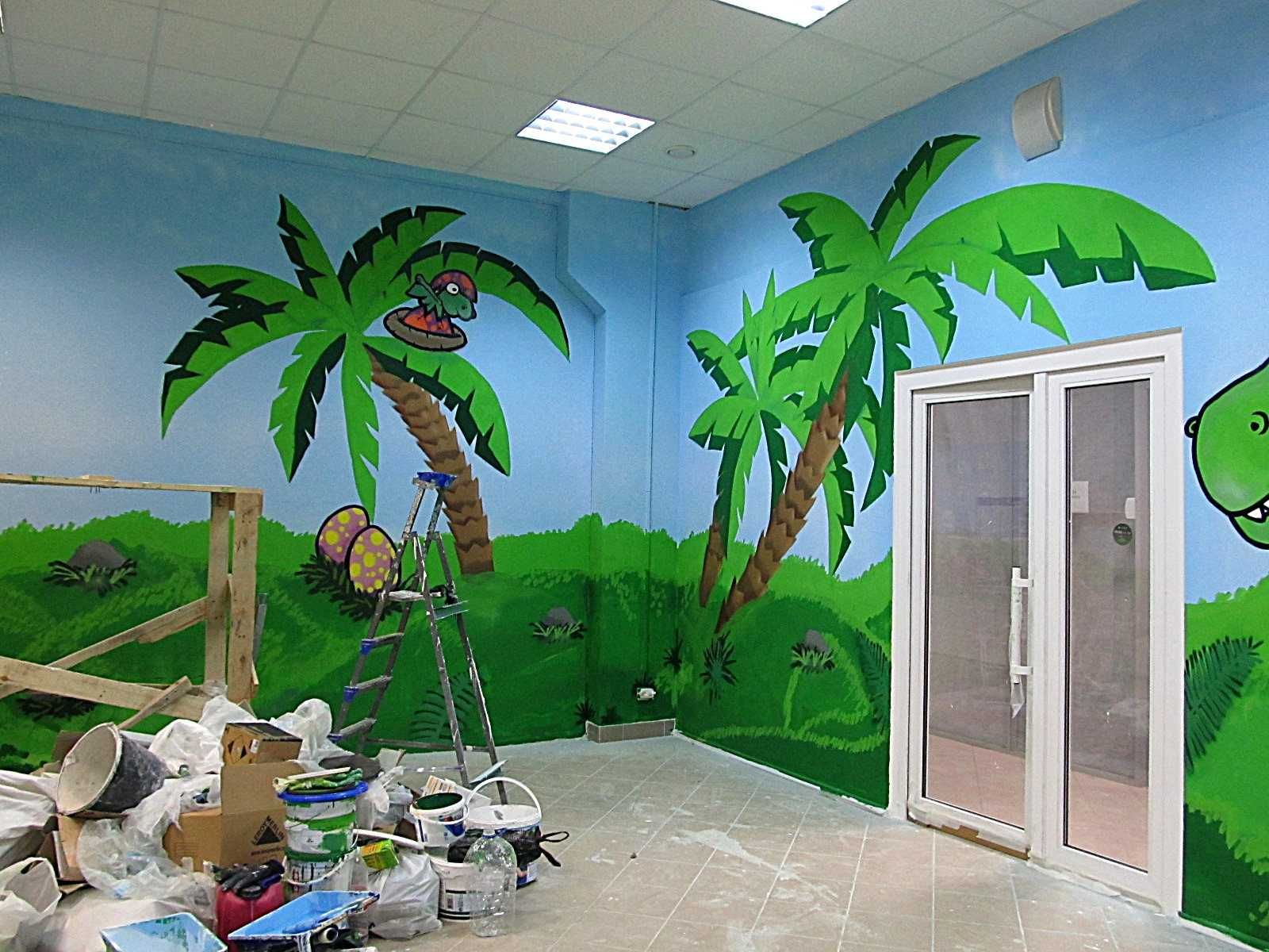 Роспись стен , граффити оформление , рисунок на стене , покраска