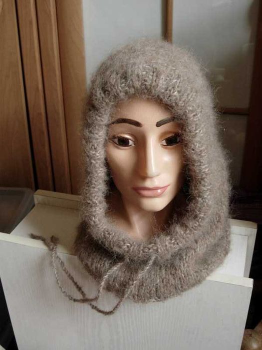 balaclava kaptur fluffy alpaka i  kaszmir