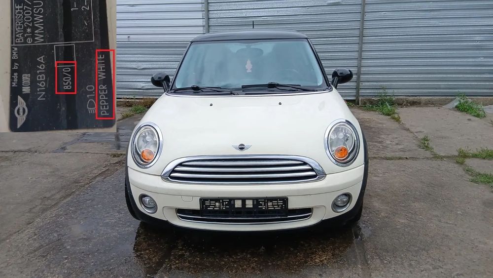 Tylko części Mini cooper r56 1.6 16V 122km 88kw 06r–10r lakier 850/0 pepper white