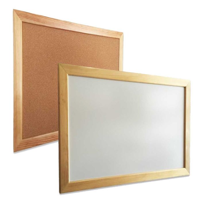 Quadro branco + Quadro corticite 60x90cm, moldura pinho natural 5cm