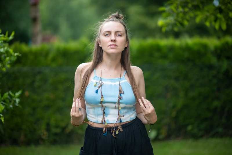 Crop top chmurka prążki letnia zara bluzka letnia Festival L 40