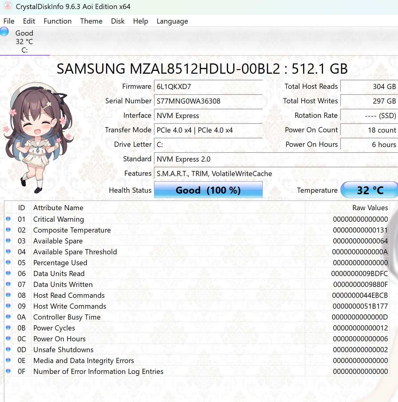 SSD NVMe, M.2 2242, Samsung MZAL8512HDLU-00BL2, 512 Gb