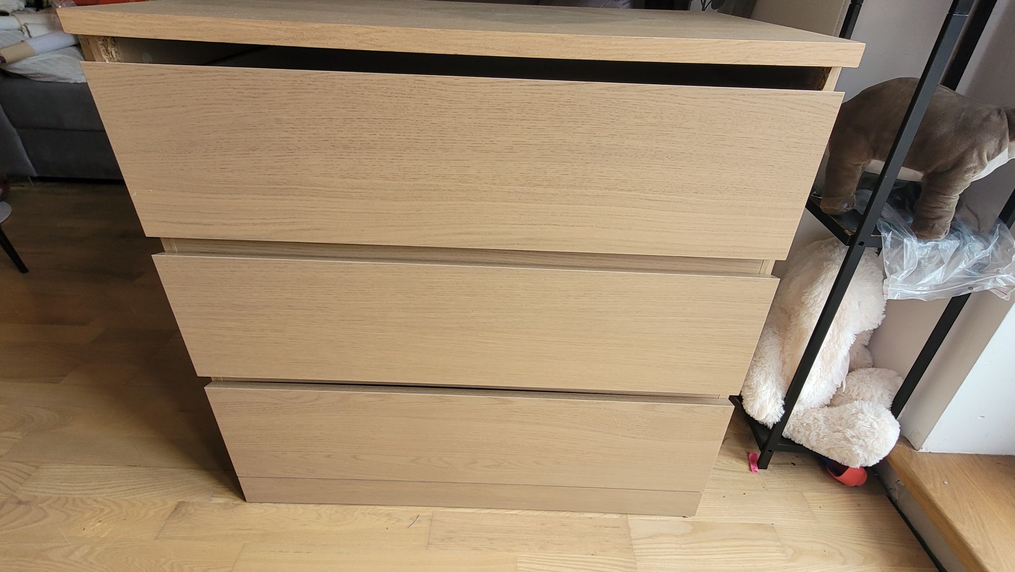 Szafka IKEA Malm Komoda, 3 szuflady 80x78 cm, okleina dębowa