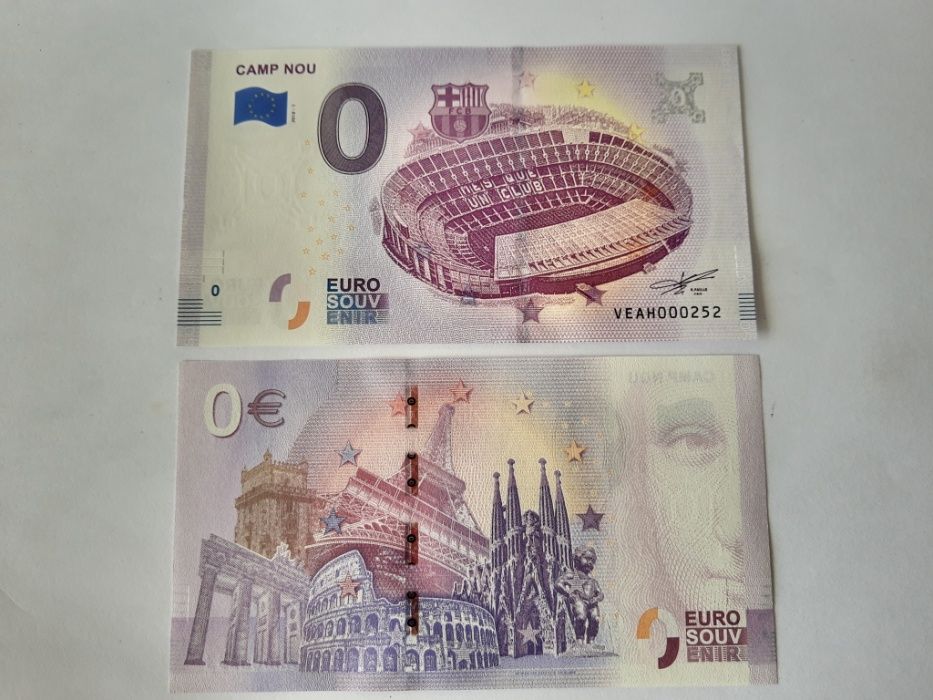 Notas 0 euros souvenir Castelo de S. Jorge 2017/Camp Nou / Lucky Luke