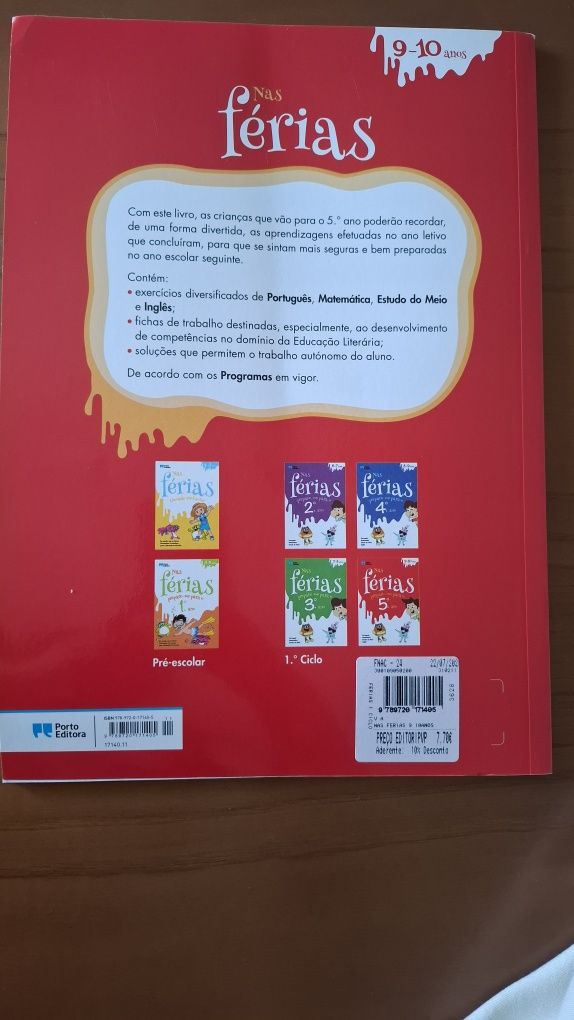 Livro de actividades escolares para as férias  do 4⁰ para o 5⁰ ano