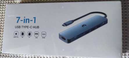NOVO - Adaptador Qhou USB C Hub 4K HDMI, 7 em 1 para MacBook Pro/Air