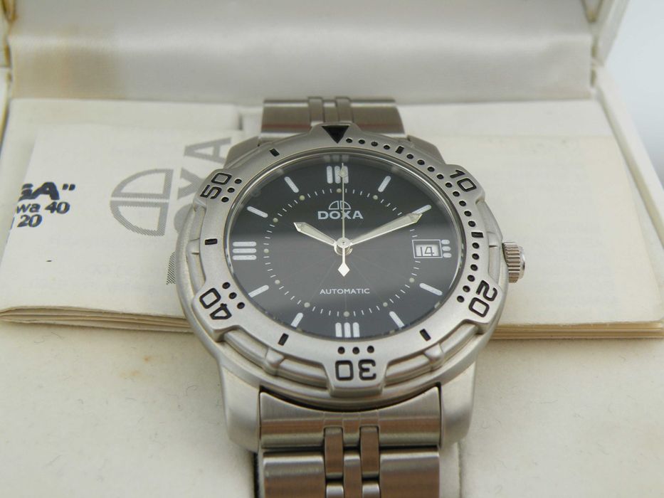 Doxa Automatic Czarna NOS z Lat 90-siątych Komplet