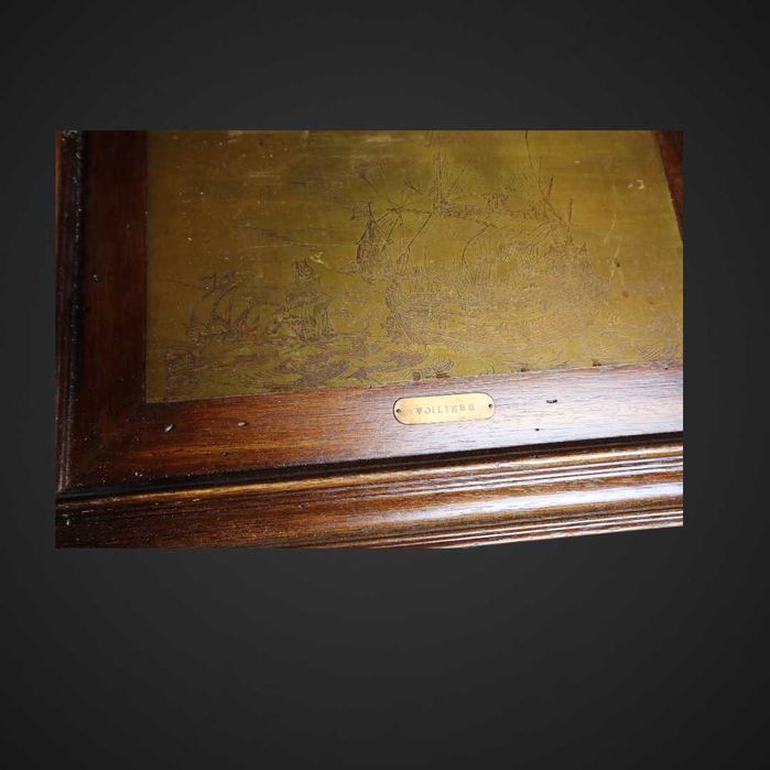 Obraz galeon w miedzi drewniana rama b41/113099a