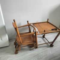 Drewniane krzesełko do karmienia, retro PRL