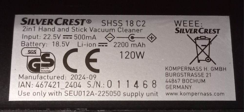 Aspoiradores de mão SilverCrest