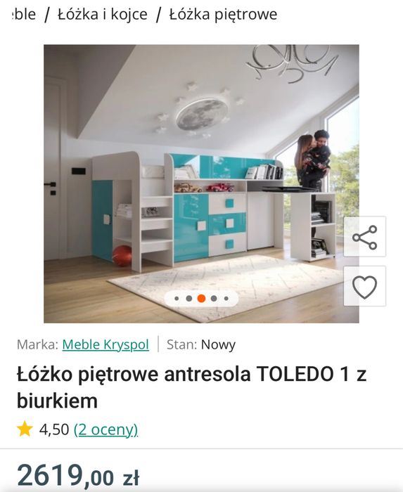Łóżko młodzieżowe z biurkiem i szafą Toledo
