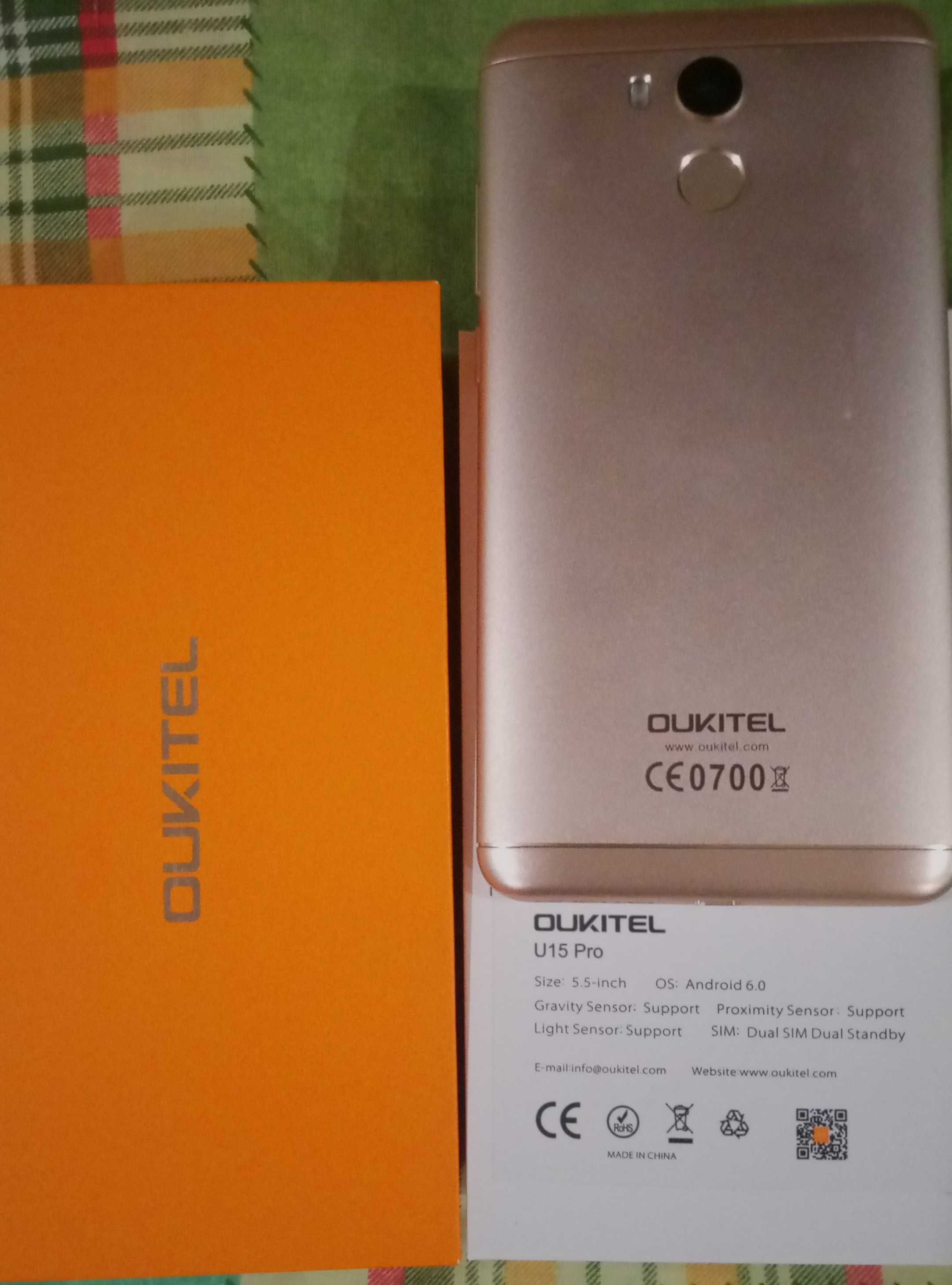 Смартфон Oukitel U15 Pro Gold с чехлом-книжкой