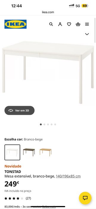 Mesa jantar extensivel branca
