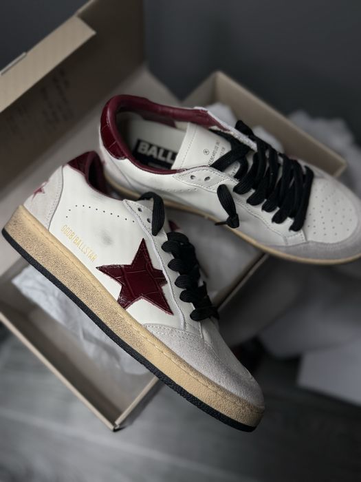 Кеди кеды кроссовки golden goose бургунди белые кроссовки