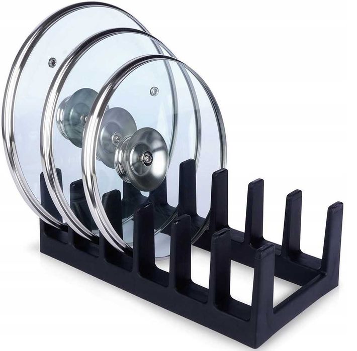 Stojak pokrywki talerze organizer kuchenny czarny