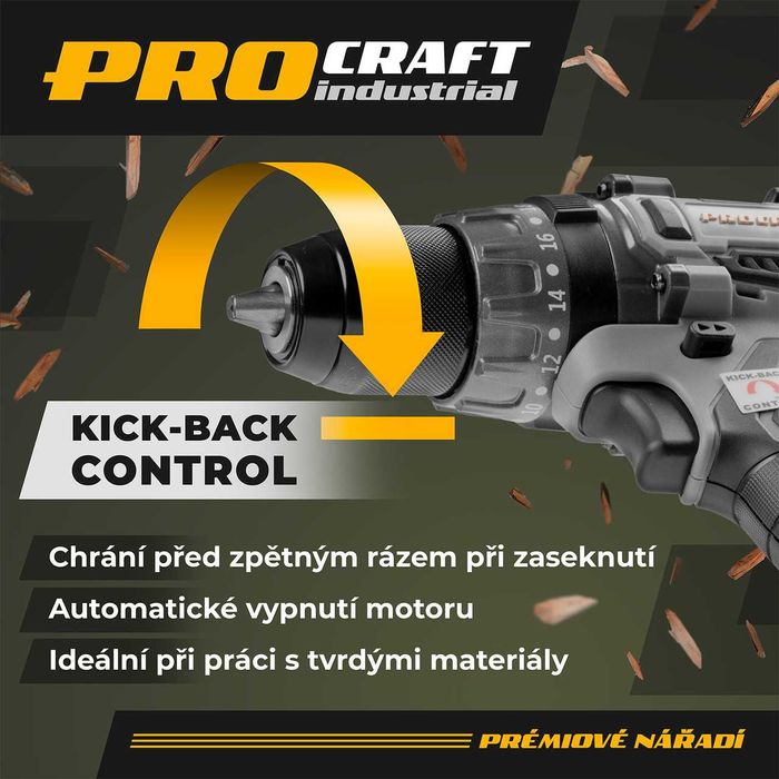 Акумуляторний шуруповерт Procraft Industrial CD20A (20В 4Ач Зп) кейс