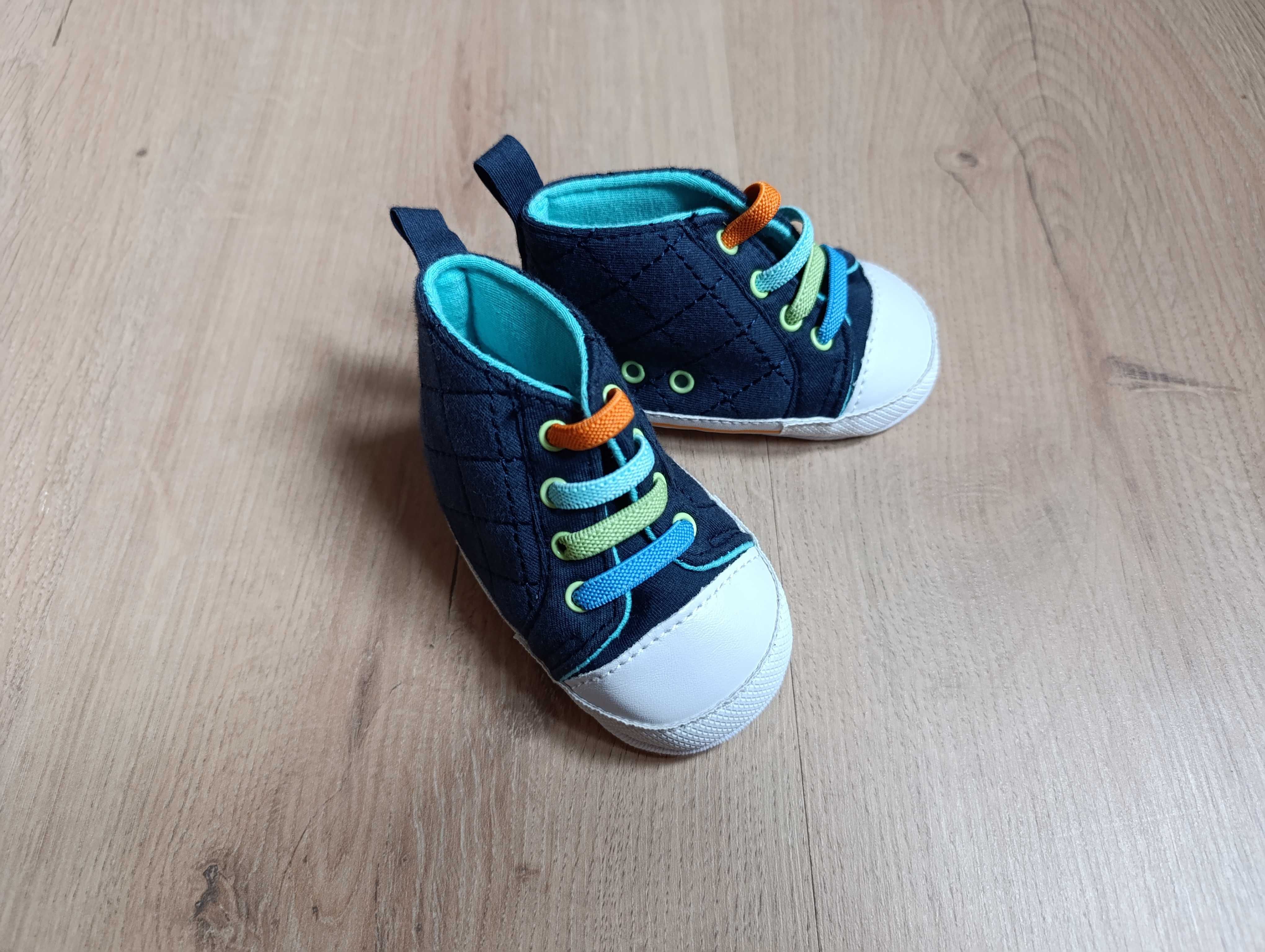 Nowe trampki niechodki Scorpio Granatowe 10cm chrzciny